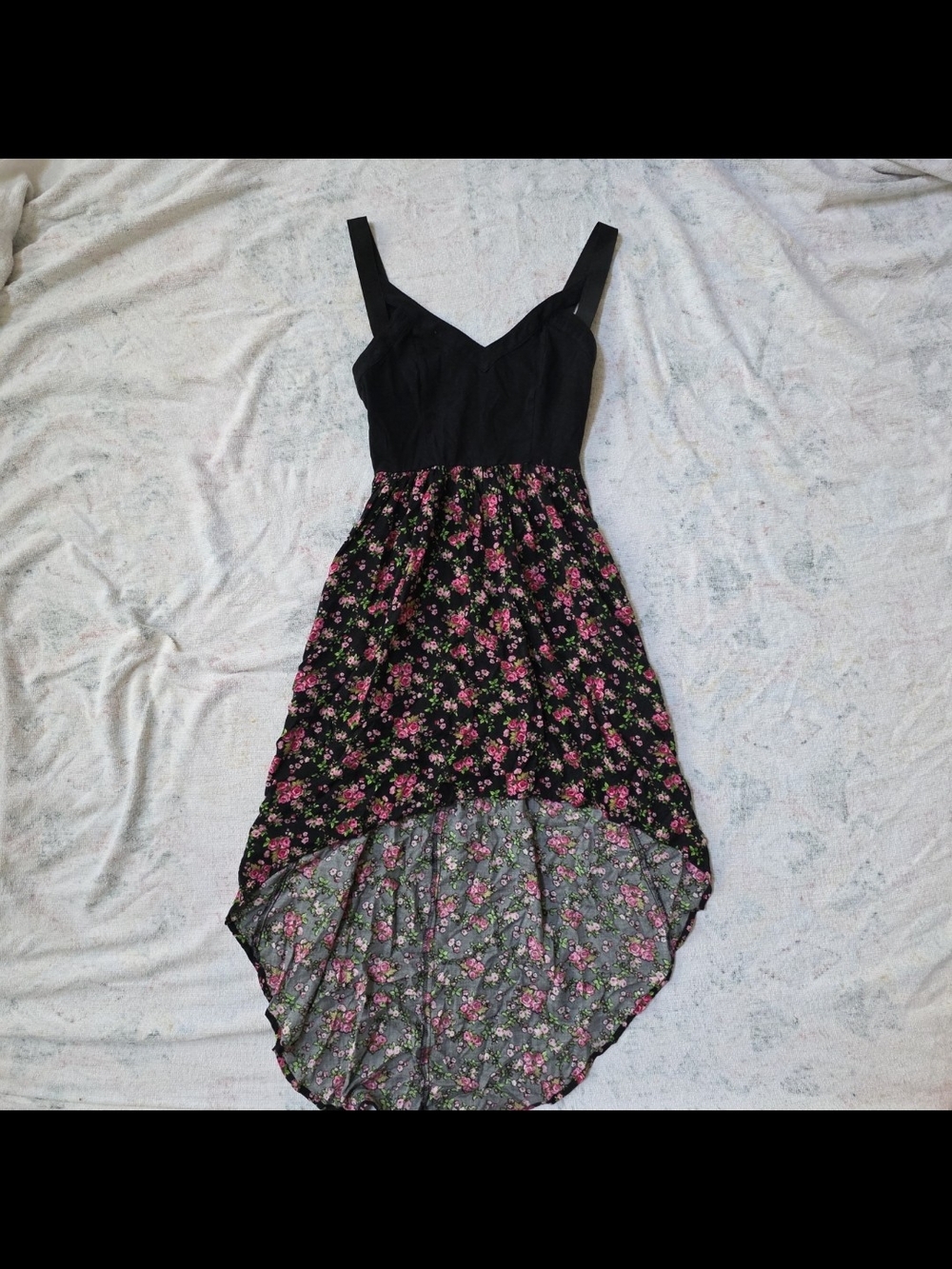 Material Girl Black Pink Rose Floral Dress S Corset Back Y2K 2010s